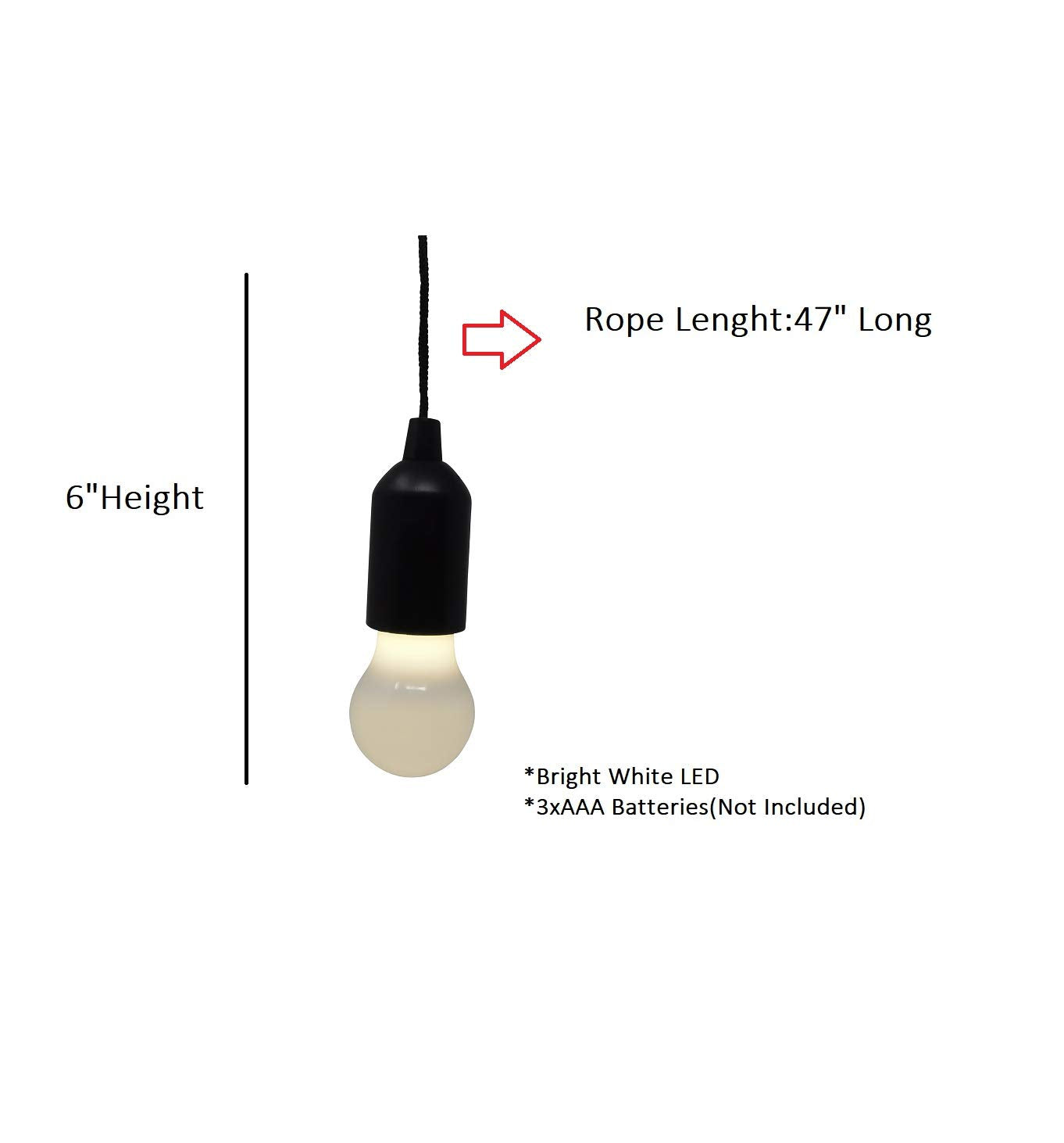 I Set of 4 Pull Rope LED Bulb I for Weddings I Indoor, Outdoors I Back Yard Decor I Kids Bedroom (Black)