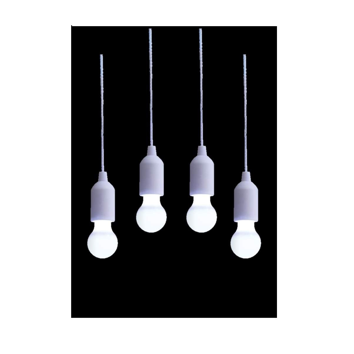 I Set of 4 Pull Rope LED Bulb I for Weddings I Indoor, Outdoors I Back Yard Decor I Kids Bedroom (Black)