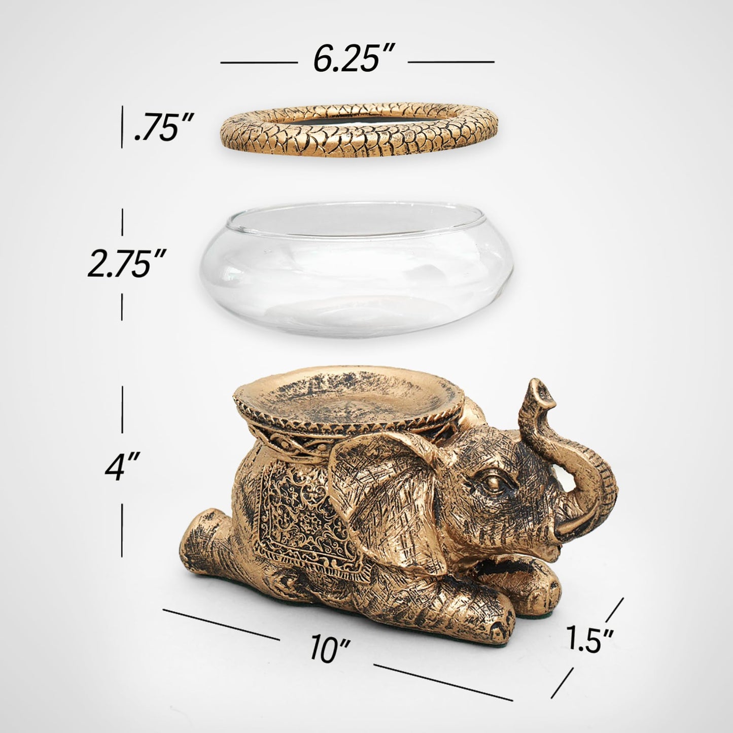 New Mystical Mermaid Decorative Gold Antiqued Glass Fish Bowl Tabletop Aquarium or Terrarium or Candle Holder, New 1 Gallon Size Fish Bowl with River Rocks