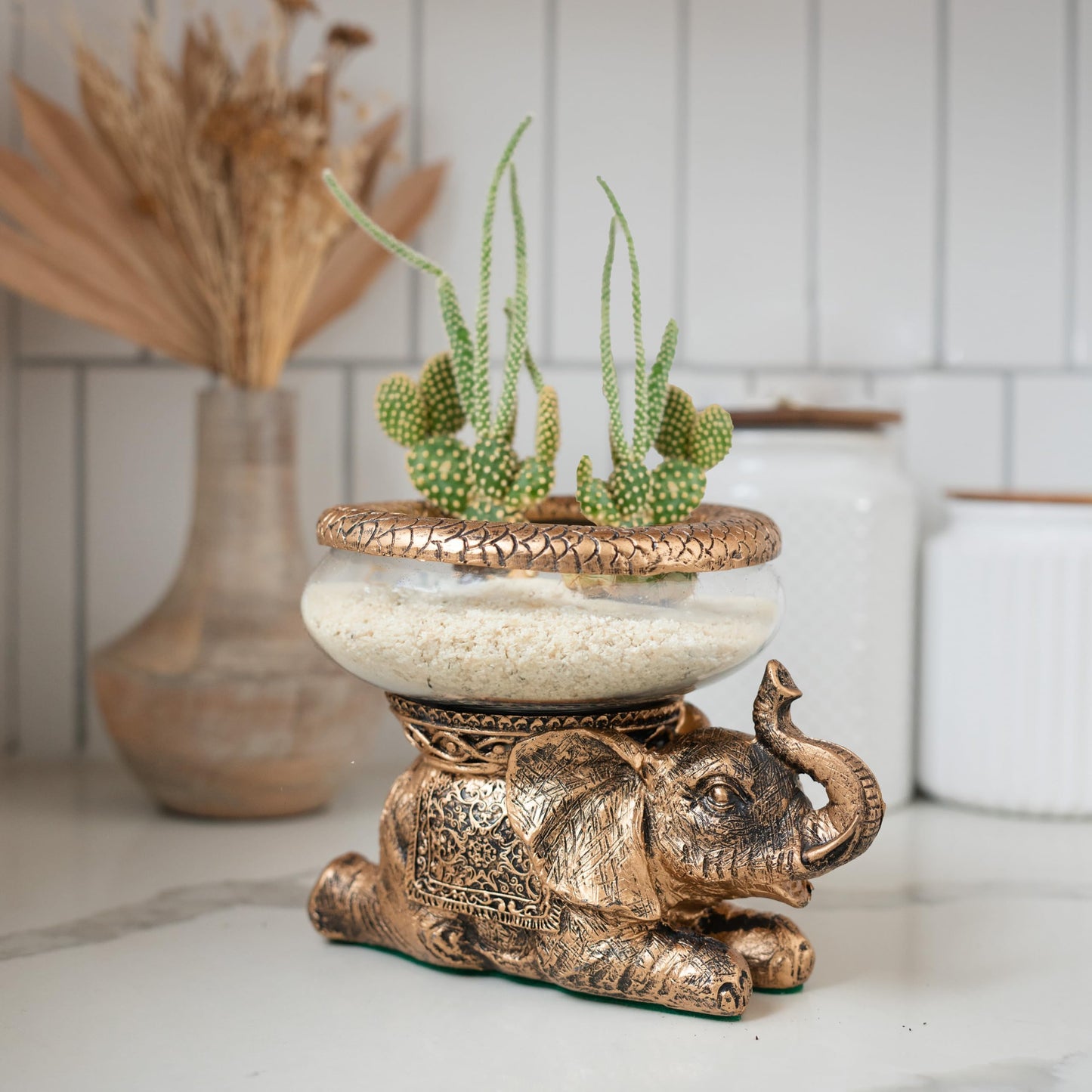 New Mystical Mermaid Decorative Gold Antiqued Glass Fish Bowl Tabletop Aquarium or Terrarium or Candle Holder, New 1 Gallon Size Fish Bowl with River Rocks