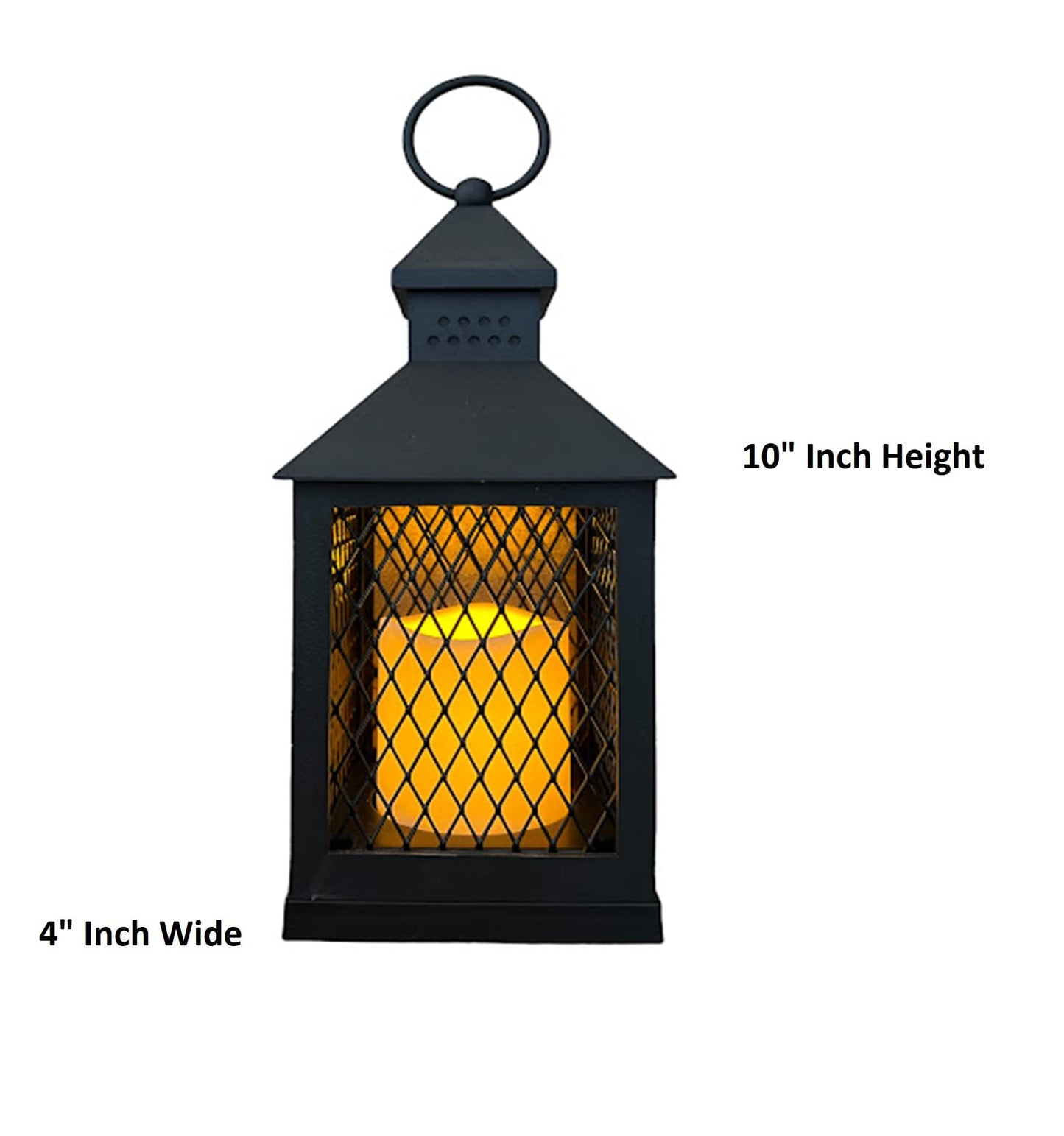 Farm House Lanterns (12 Pc Set) 10" Decorative Lanterns with Flameless LED Lighted Candle, 5HR Timer, Weather Resistant - Indoor Outdoor Home Garden Weddings W/Bonus String Lights!