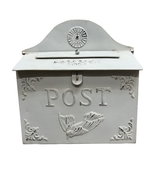 I Vintage Style Post Box I Nostalgic Charm Home Decor I Farmhouse Design I 15.9" Height x 11" Wide (White)