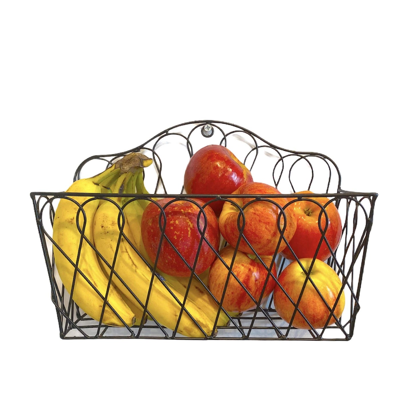 Farmhouse Metal and Wire Hanging Wall Storage Baskets Rectangular - for Flowers, Fruits and Veggies Home Kitchen - (Decorative - Set of 2)