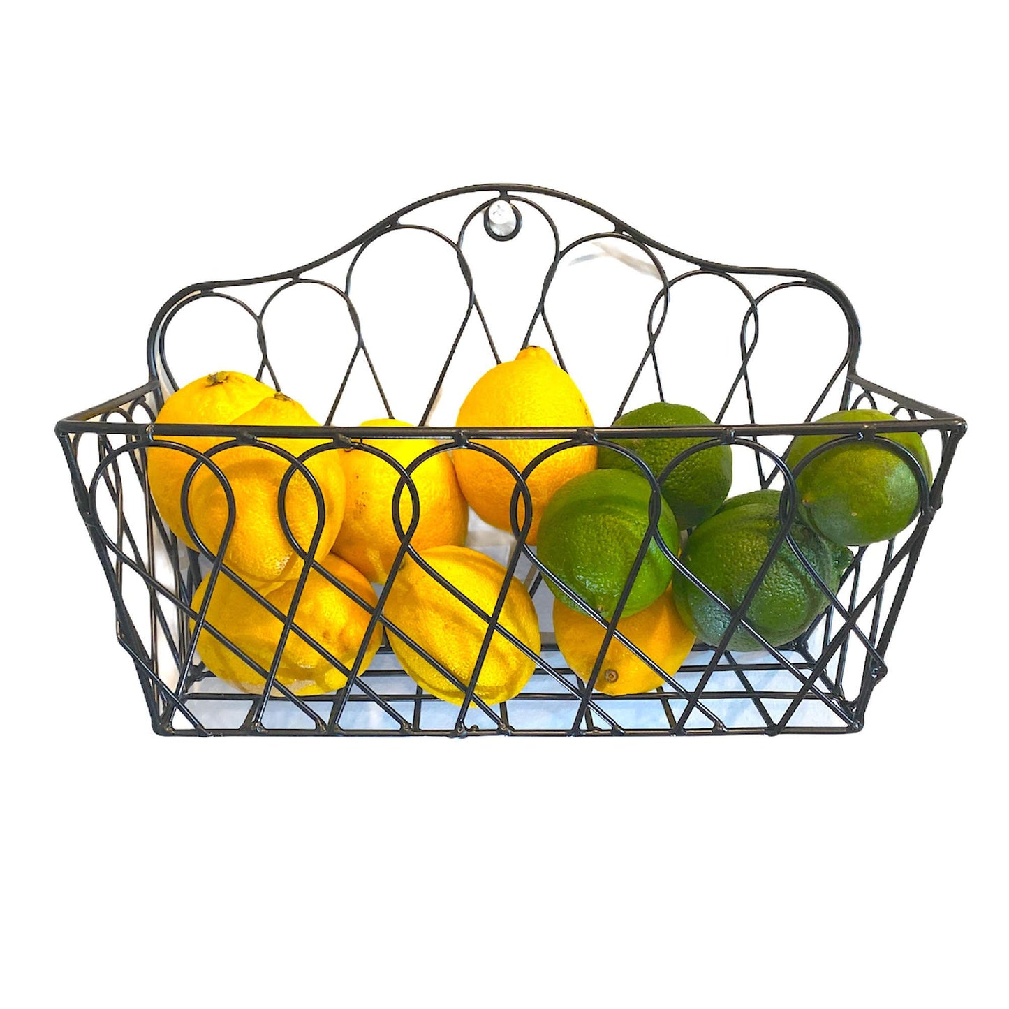 Farmhouse Metal and Wire Hanging Wall Storage Baskets Rectangular - for Flowers, Fruits and Veggies Home Kitchen - (Decorative - Set of 2)