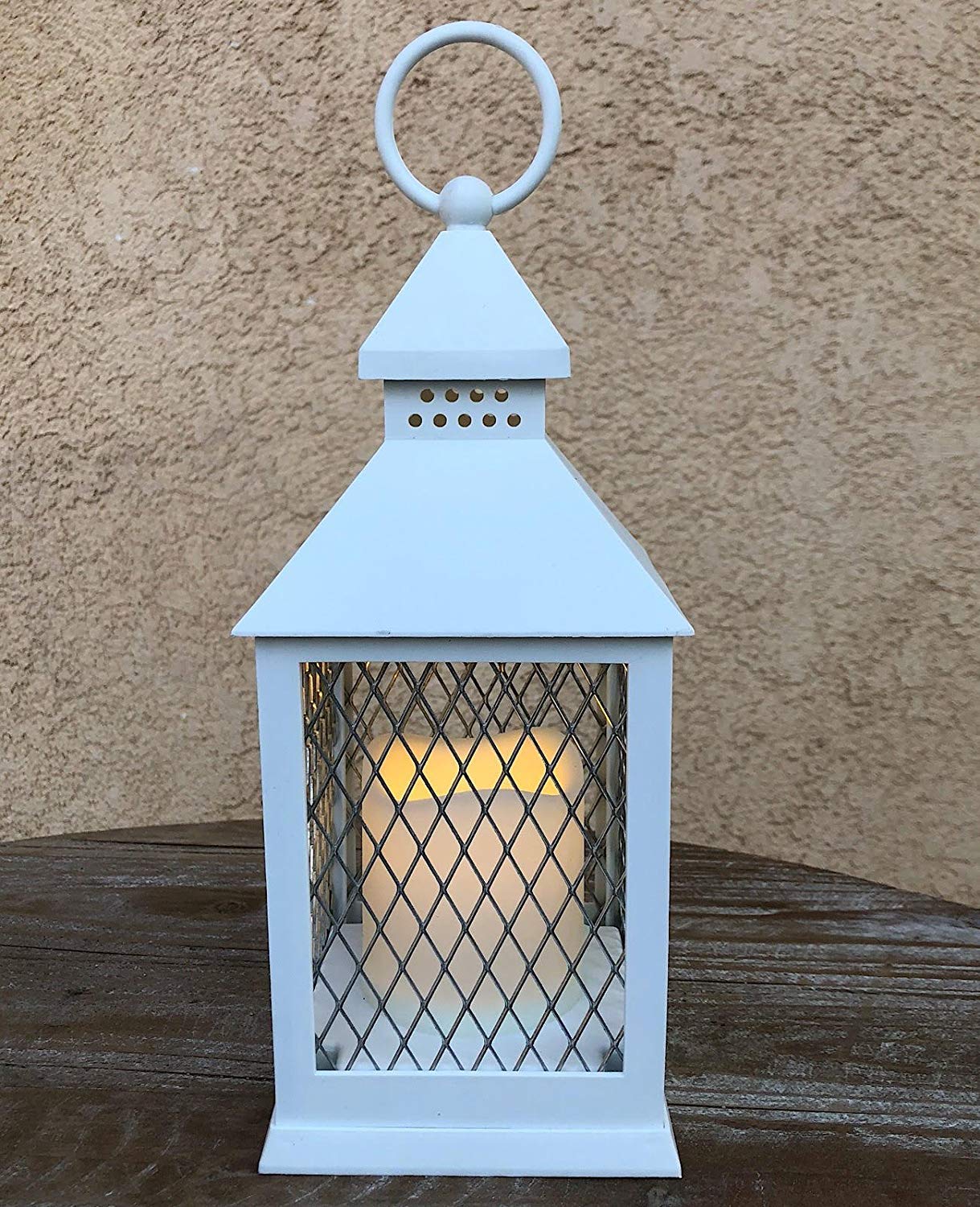 Farm House Lanterns (12 Pc Set) 10" Decorative Lanterns with Flameless LED Lighted Candle, 5HR Timer, Weather Resistant - Indoor Outdoor Home Garden Weddings W/Bonus String Lights!